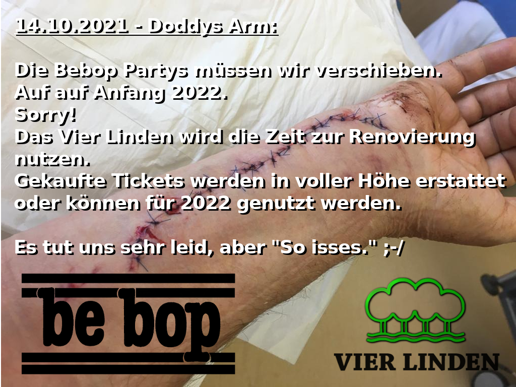 BeBop Party verschoben auf 2022 BeBop Party verschoben auf 2022